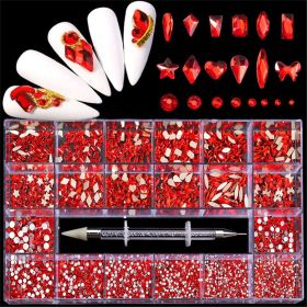 21 Grids a Box; Hot Sale 21 Grid Boxed Nail Diamond Flat Glass Shaped Diamond DIY Nail Rhinestone Nail Art Jewelry Set (design: 07)